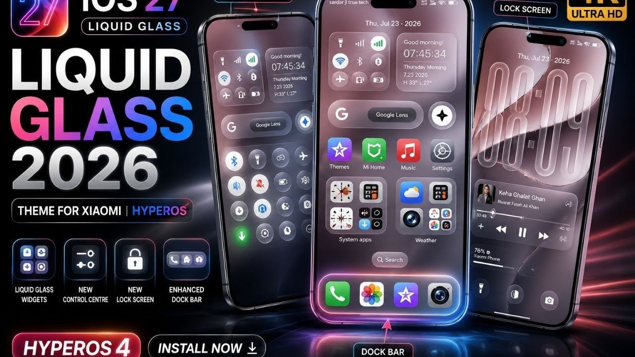 Install iOS 27 Liquid Glass Theme on HyperOS 4 😍 | New Lock Screen, Widgets & Control Center (2026)