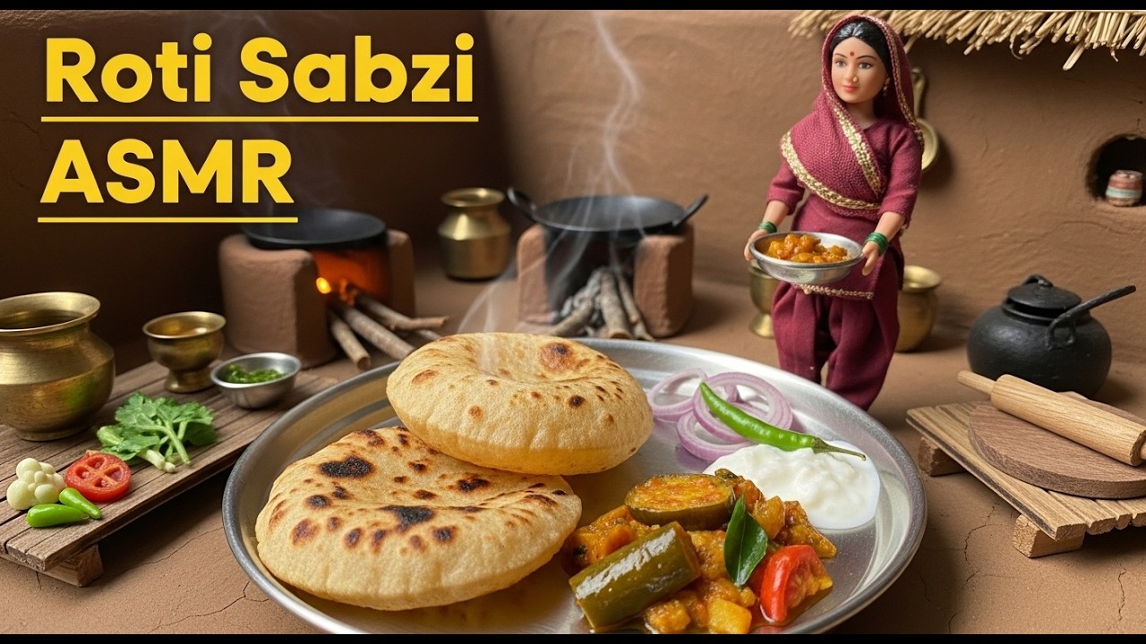 Miniature Doll Roti Sabzi Cooking ASMR | Indian Village Tiny Kitchen Life#asmr #viral #motivation