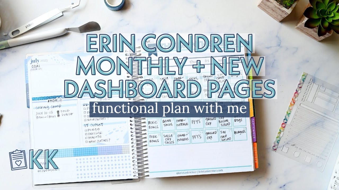 Erin Condren Monthly Plan with Me How To Use Dashboard Pages Functionally in New EC Monthly Planner