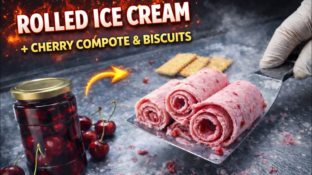 Cherry Biscuit Rolled Ice Cream Madness