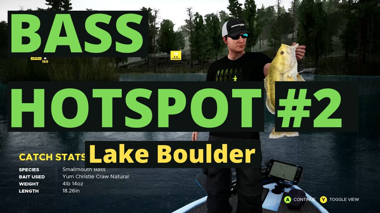 Lake Boulder Bass Hotspot #2 - Southern Wall - Offline Tourney - Fishing Sim World Pro Tour 2020