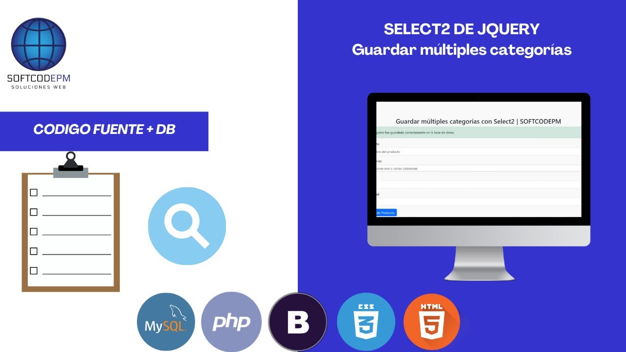 98. Cómo guardar múltiples categorías con Select2 de JQuery en PHP y MySQL