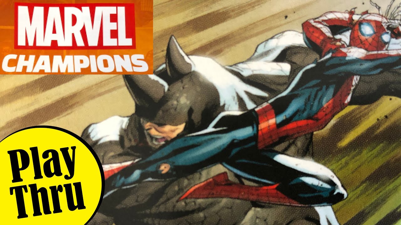 How to Play MARVEL CHAMPIONS the Card Game - A solo playthrough w/ Spider-Man vs Rhino
