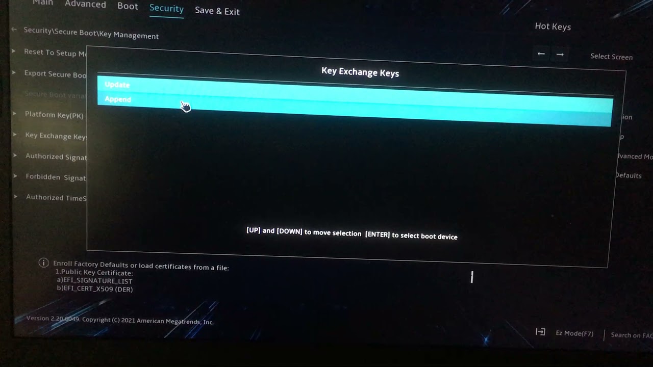 Enable Secure Boot Settings in ASUS Bios Utility