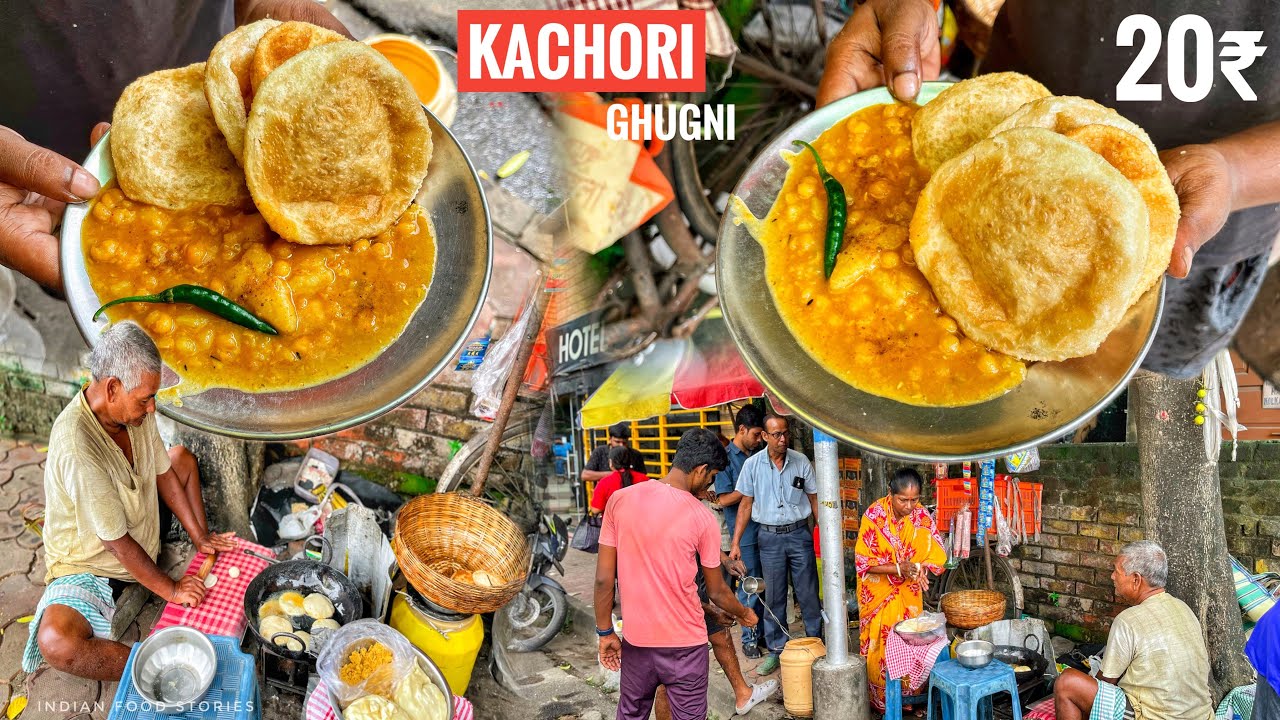 Cheapest Breakfast Of Kolkata | 4 SATTU KACHORI With GHUGNI | 20₹ | @IndianFoodStories1 