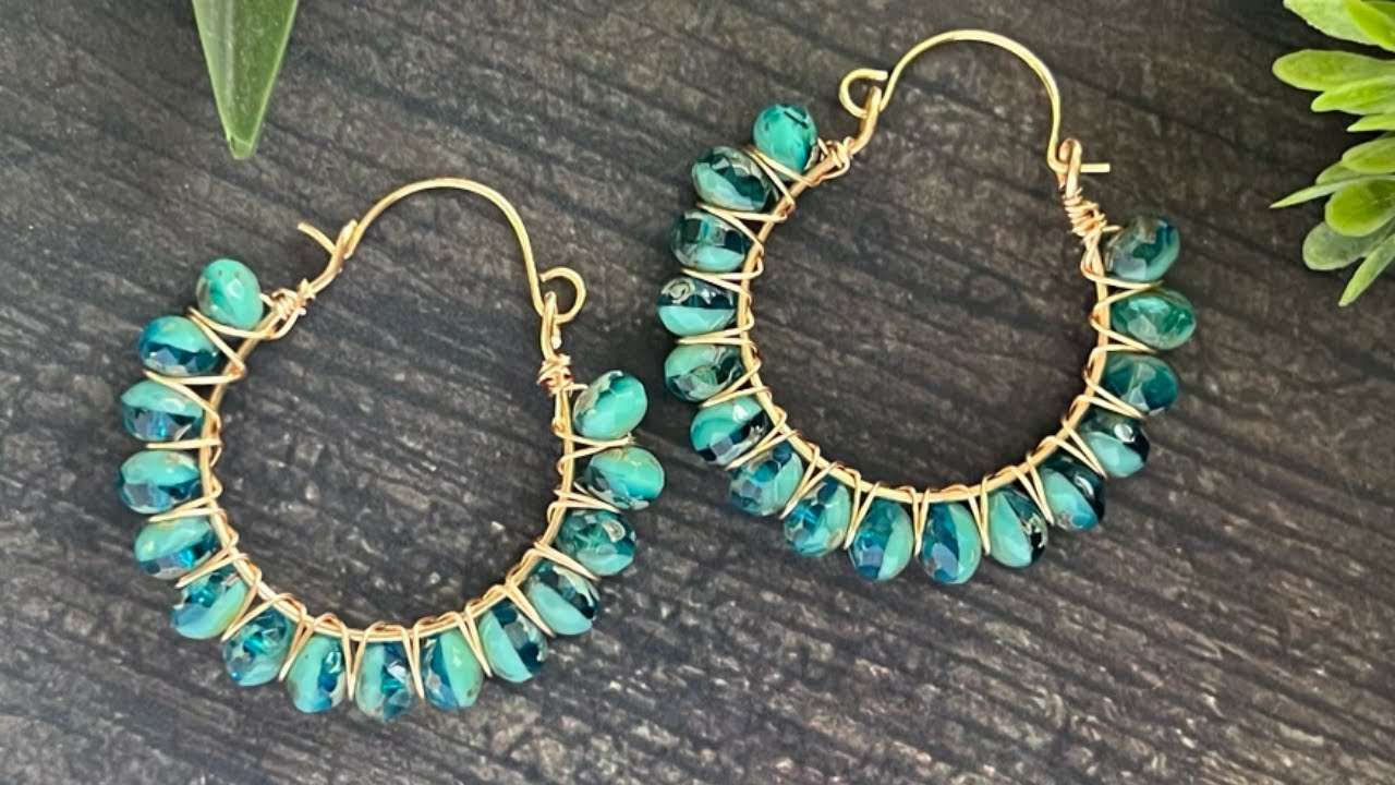 Beaded Wire Hoop Earrings
