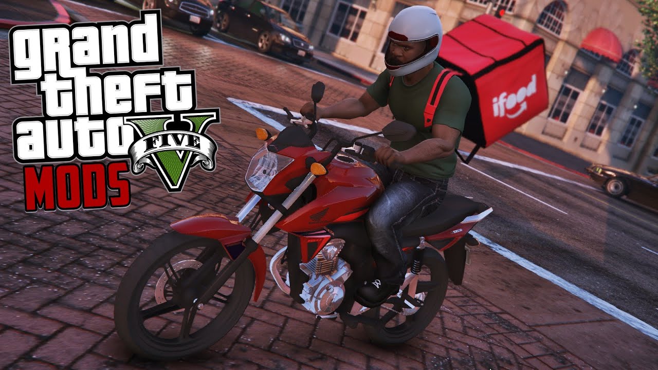 GTA V MODS - TRABALHANDO COMO ENTREGADOR DE PIZZA DO IFOOD - DELIVERY JOB