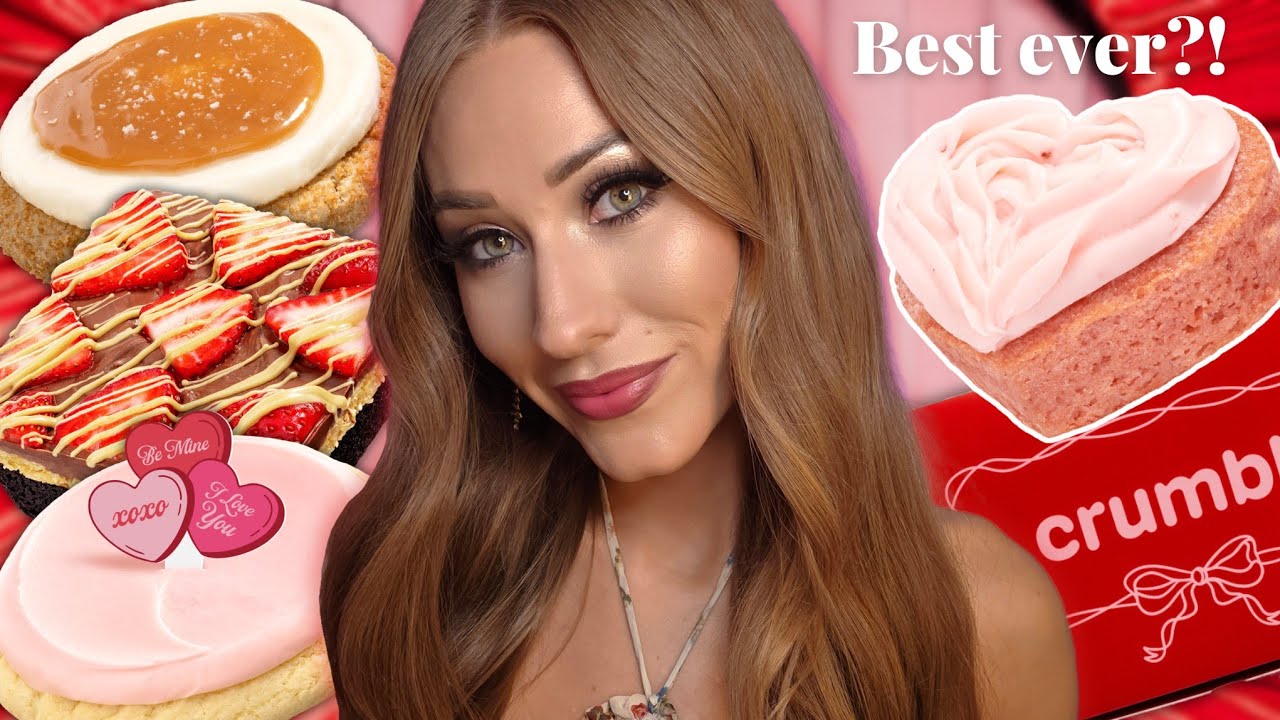 ASMR | *NEW* Valentine's Day CRUMBL Cookie Mukbang! 🍫🍓 Dubai Chocolate Strawberry Brownie & MORE!