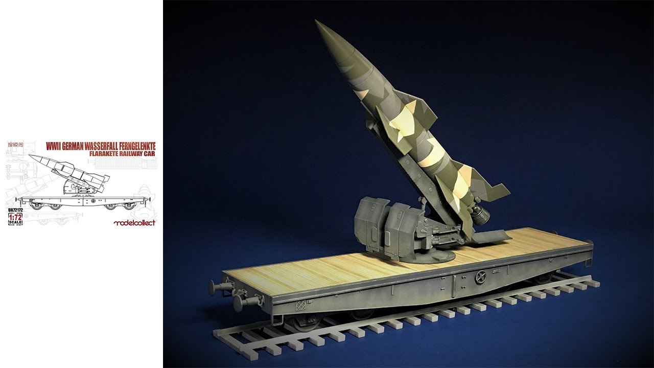 Modelcollect 1/72 Flarakete ( V2 ) Railway Flat Car Full Build and Paint Plastic Model Kit