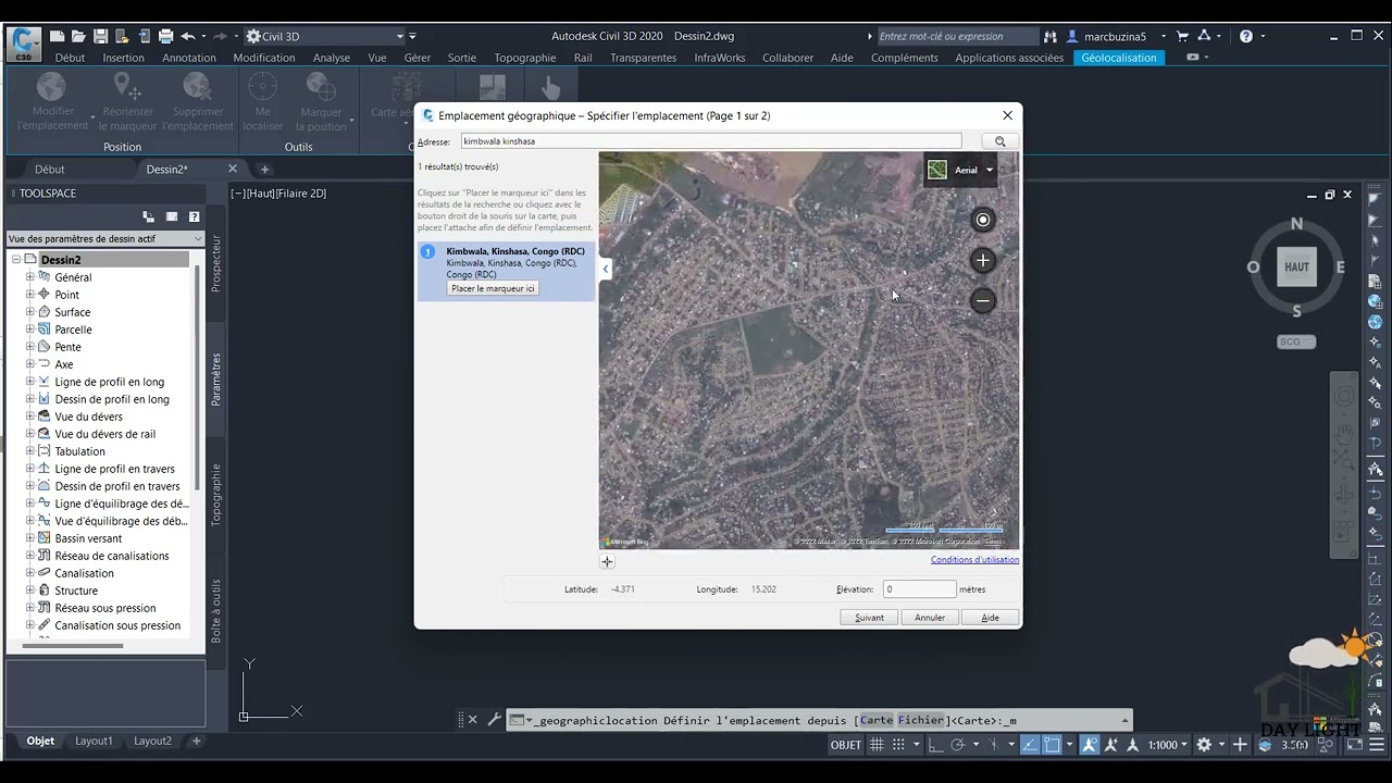 Autocad civil 3d: Comment inserer une image satellitaire et une projection