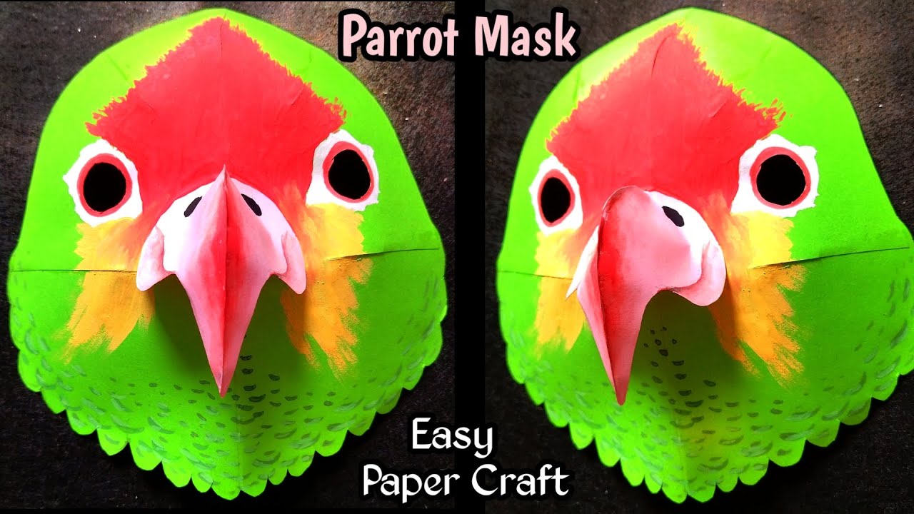 Parrot Mask Craft. Bird Mask. Bird Costume. Parrot Costume. Paper Craft. #SchoolCraft #ckArtDesign