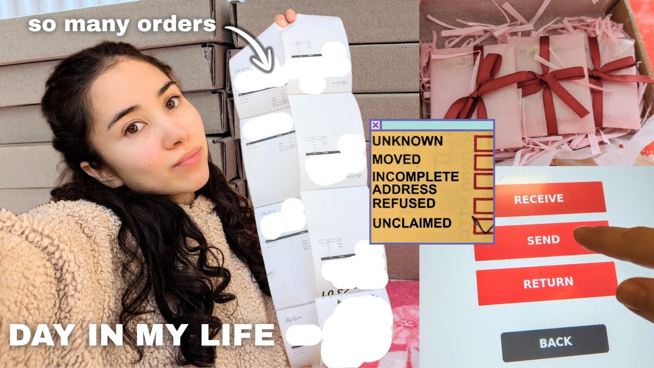 A DAY IN MY LIFE as a small business owner | packing orders, opening returned packages, shipping