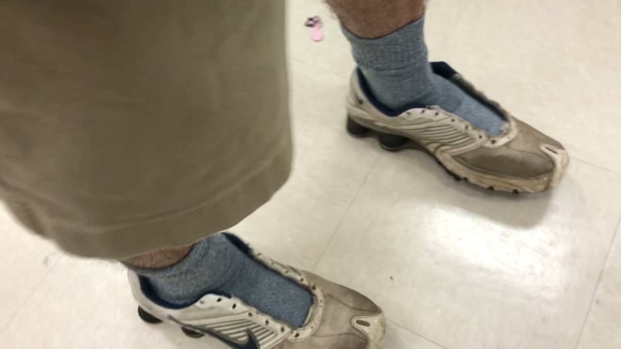 Shopping Wearing My Hot Trashed Nike Shox Turbo 8 Running Shoes Without Tongues!