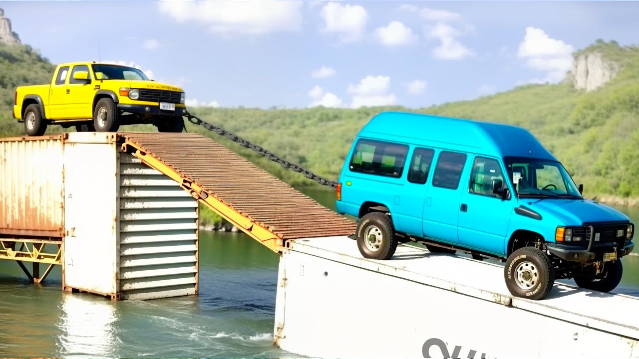 Cars vs Container Bridge Challenge in BeamNG Drive!