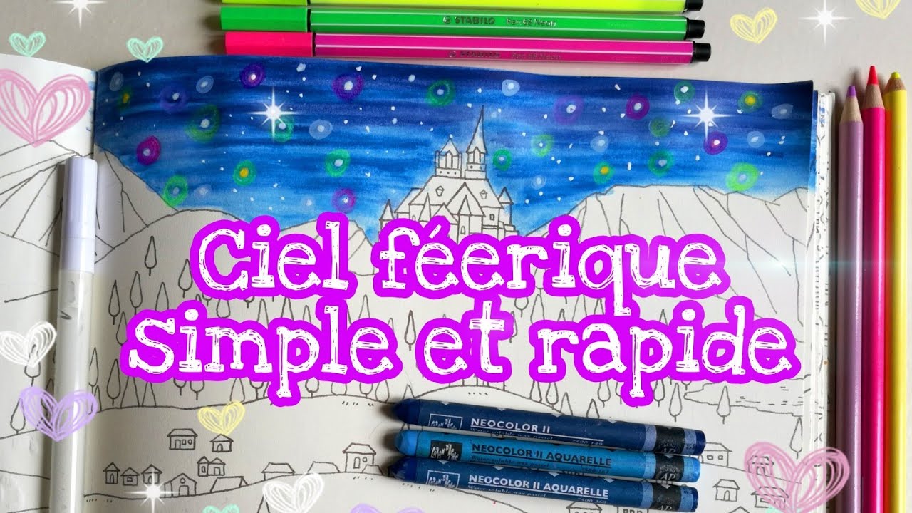 Ciel féerique Néocolor 2. Simple et rapide. coloriage pour adulte
