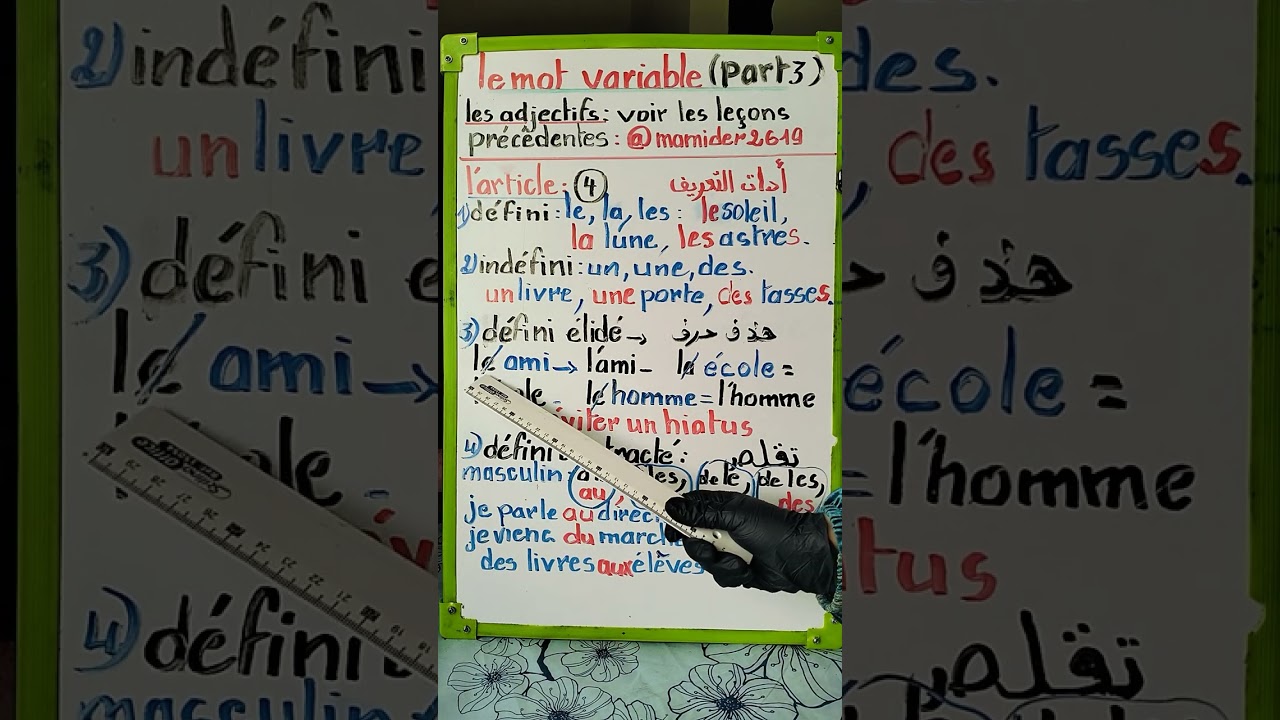 L'article dans les mots variables ادات التعرف في في الكلمات المتحولة 
