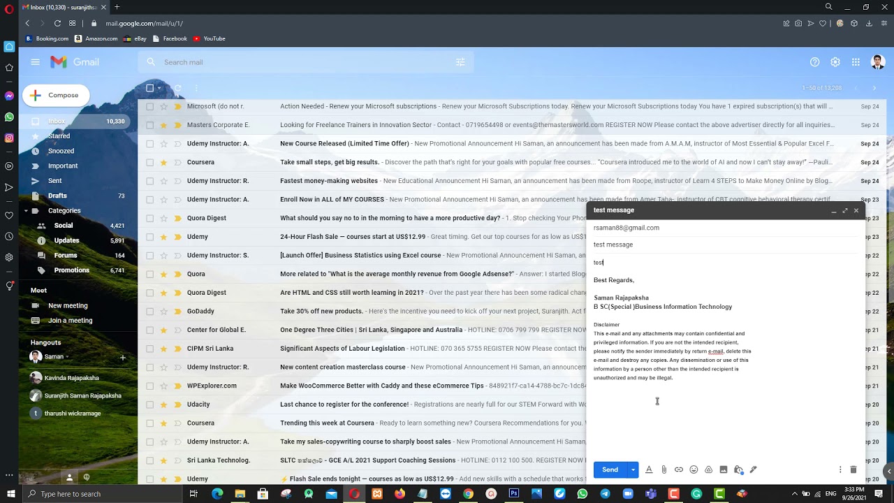 How do I schedule an email to be sent daily in Gmail