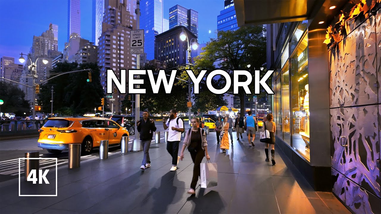 Night Walk in NEW YORK - Walking Tour NYC 4K