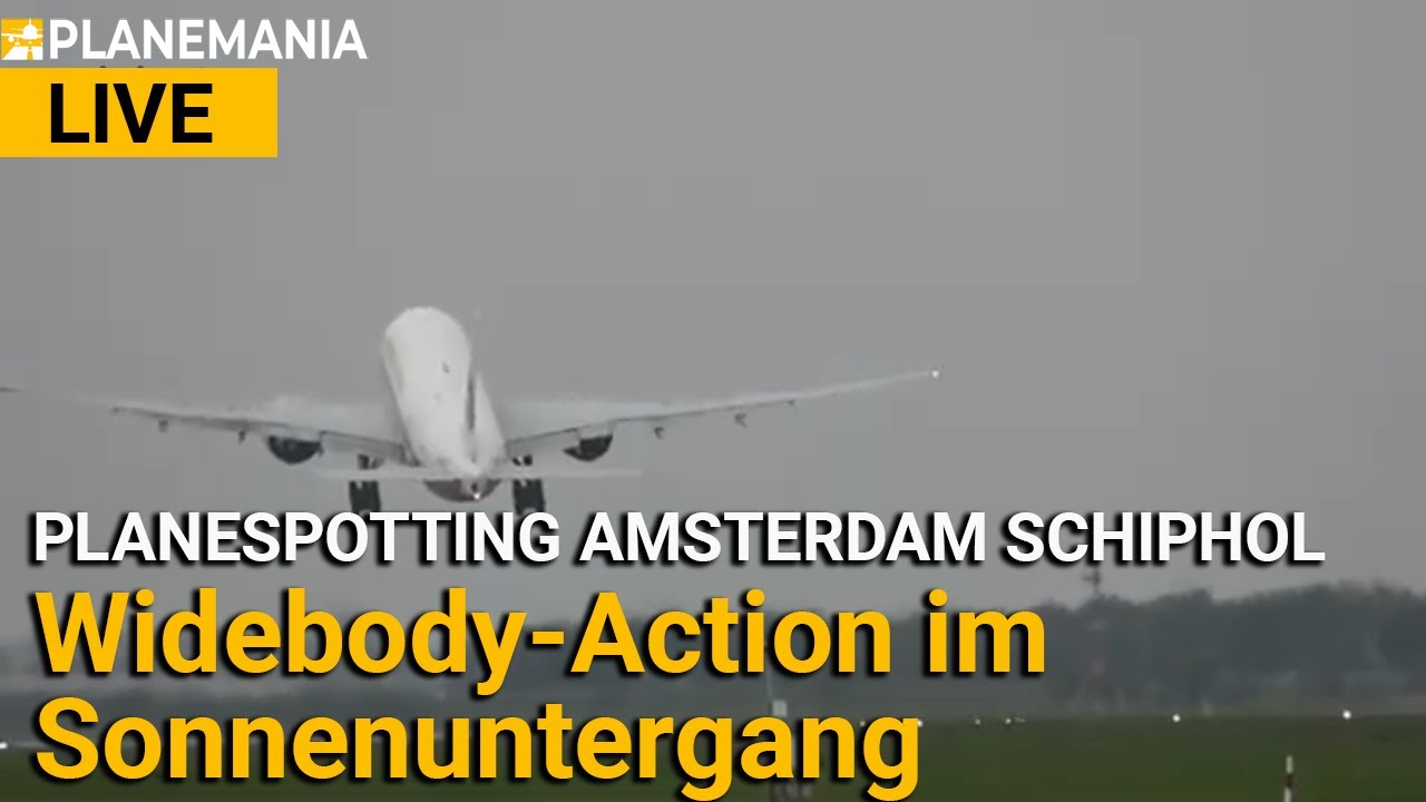 Planespotting LIVE Widebody-Action im Sonnenuntergang auf der Polderbaan, Amsterdam Schiphol