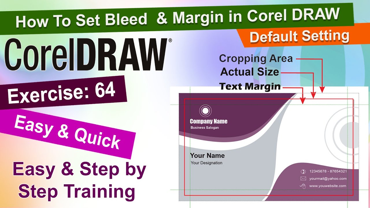 Как настроить поля и обрез с помощью настроек по умолчанию в Corel Draw. Упражнение № 64 | YN Tutor
