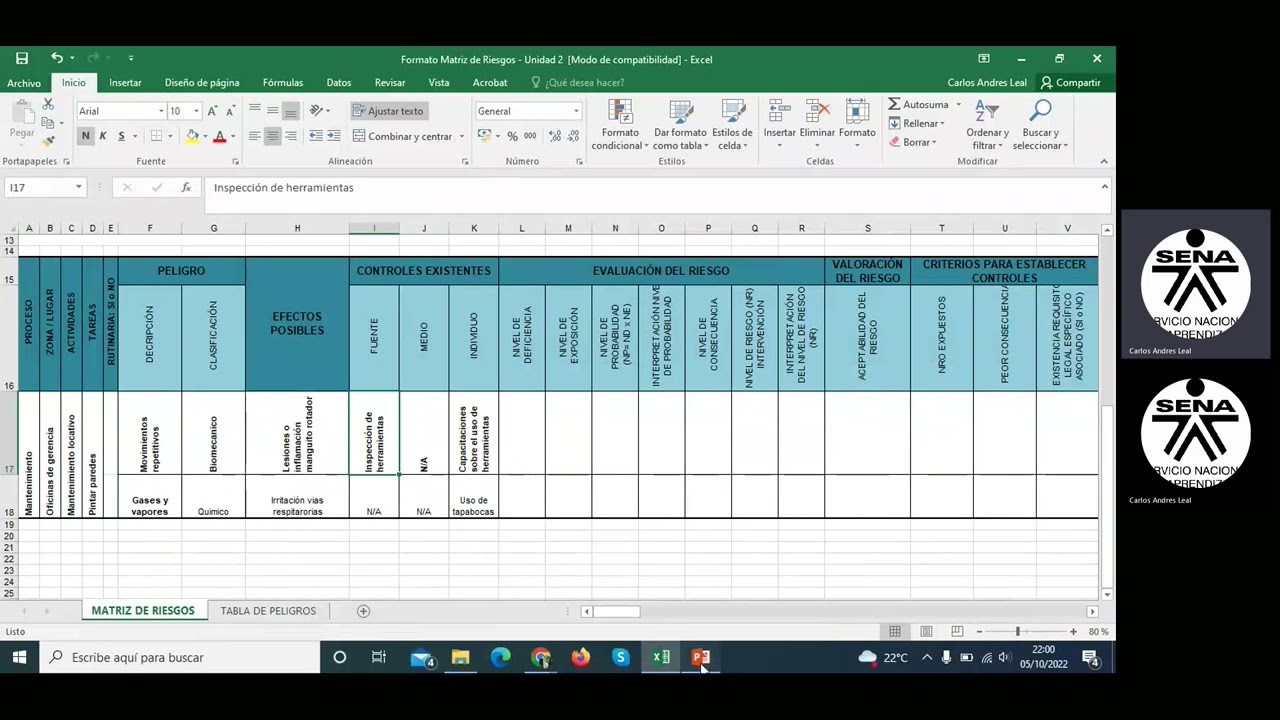 Matriz de identificación de peligros y evaluación del riesgo