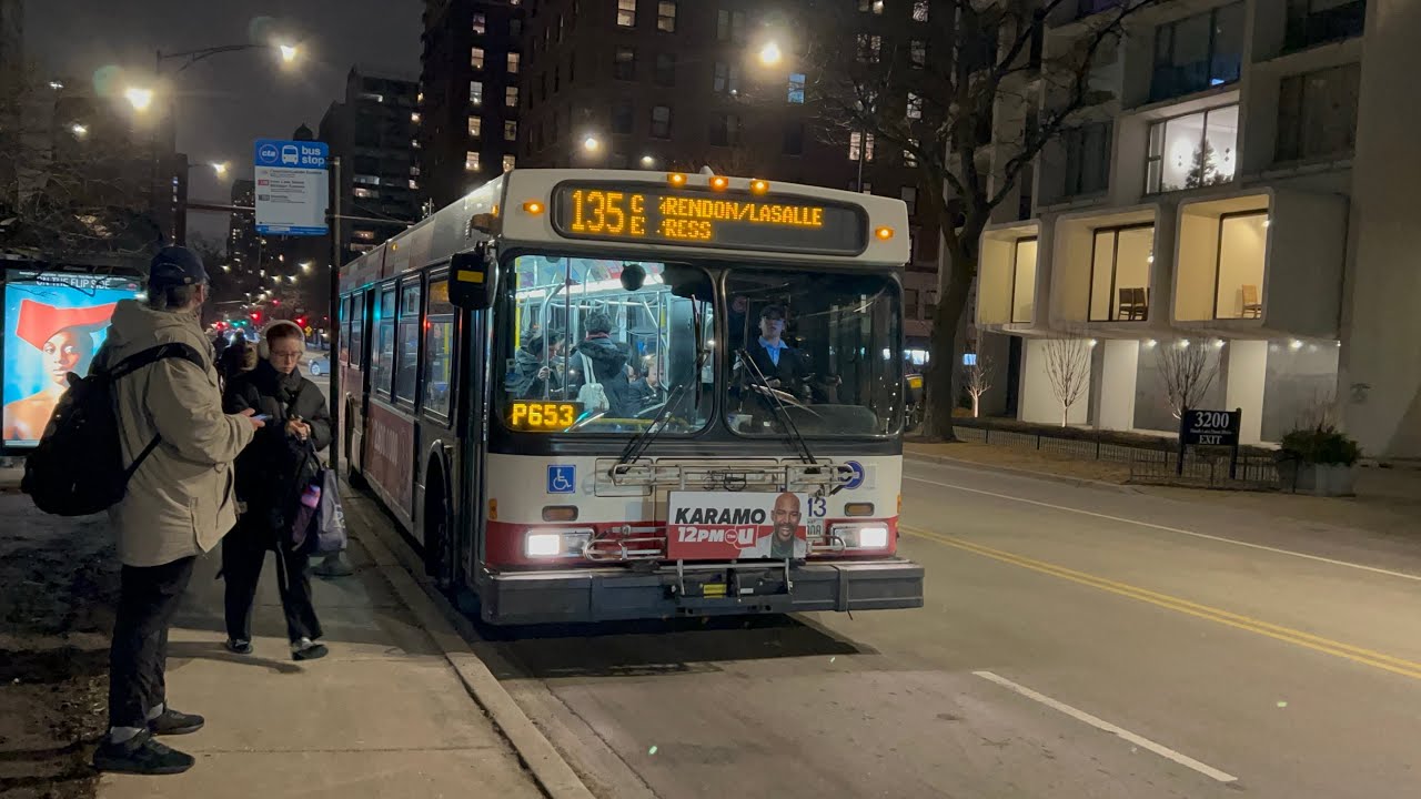 CTA Bus Ride 135 Clarendon/Lasalle Express From Madison To Belmont CTA New Flyer D40LF 2007 #1413