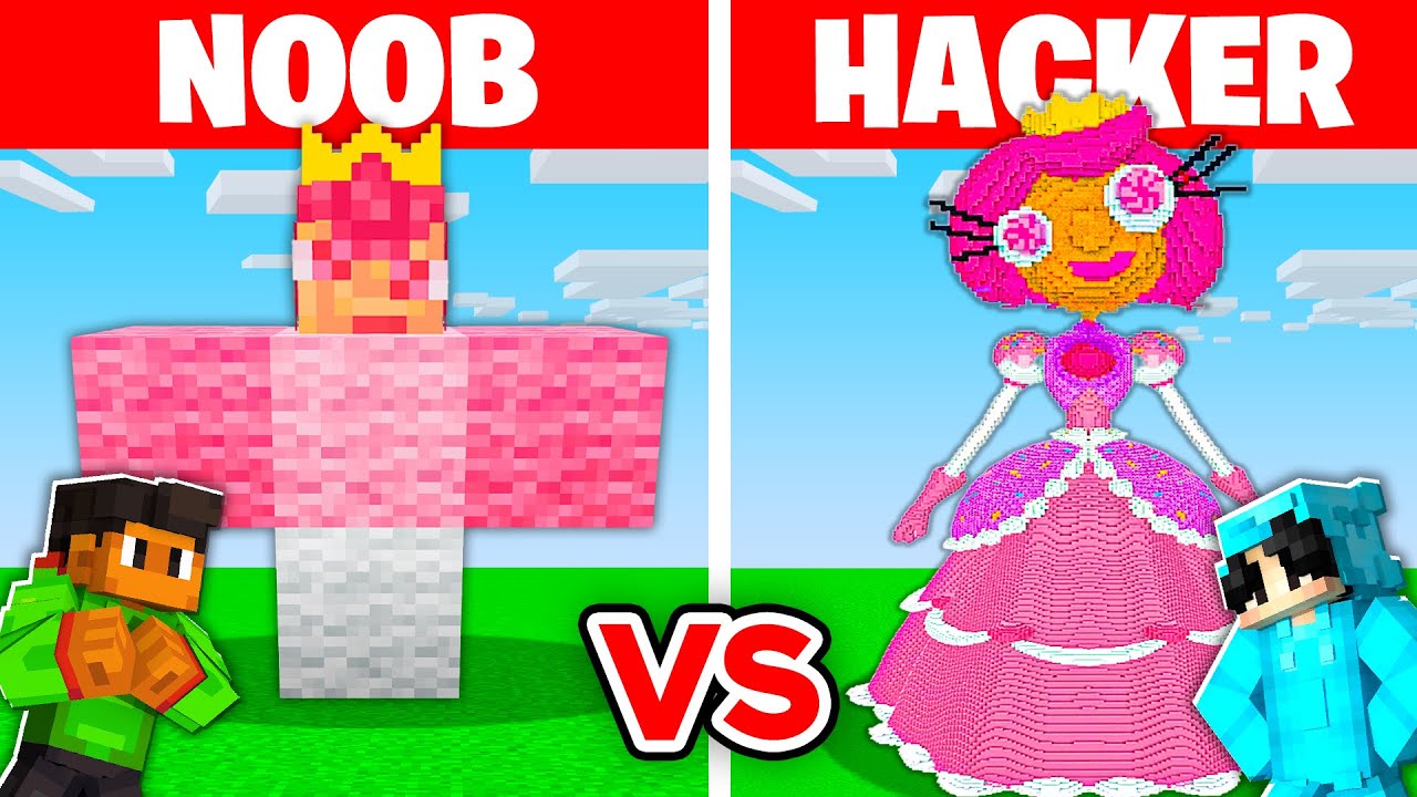 NOOB vs HACKER: I Cheated In a CANDY PRINCESS Build Challenge!