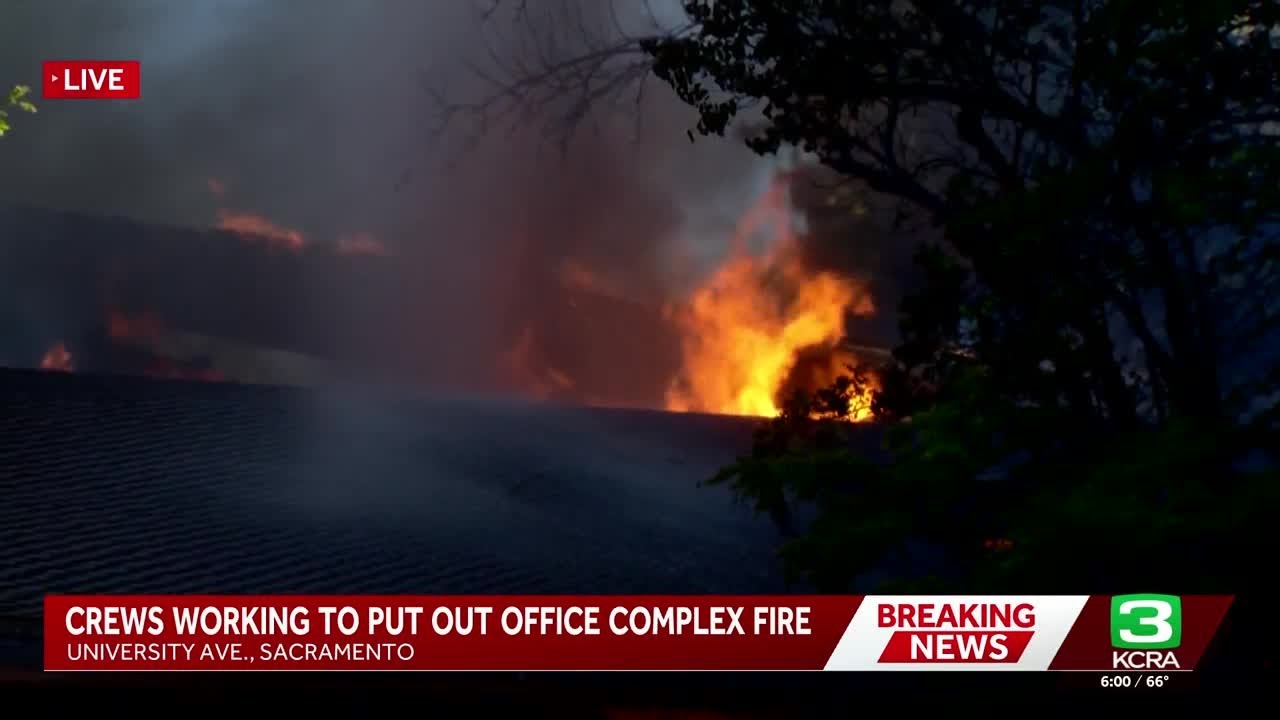 Sacramento fire crews work to contain suspicious fire at office building