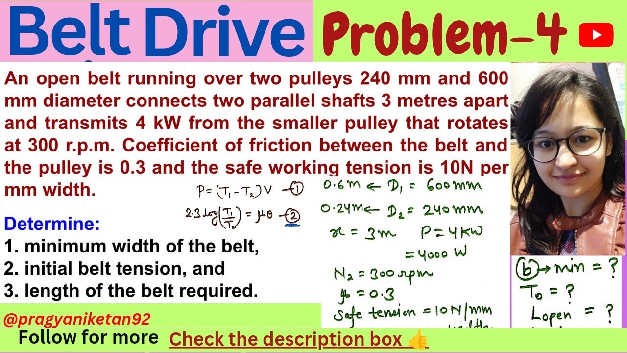 Belt Drive - Problem 4 | Safe Tension Given | Important @pragyaniketan92