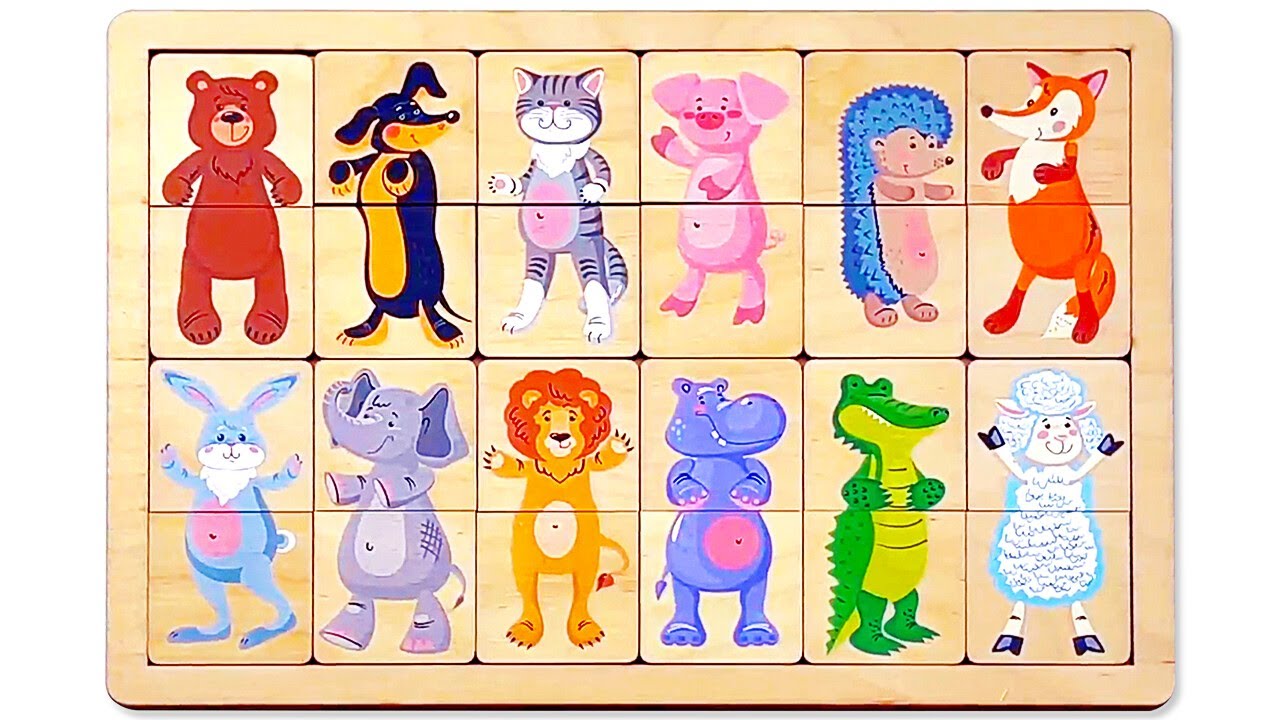 Learn Animals & Match the Head with Activity Puzzle | Preschool Learning Video for Kids & Toddlers