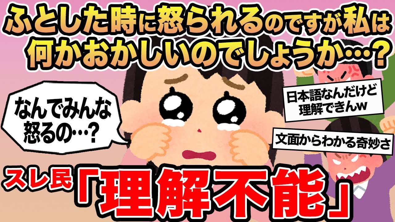 【報告者キチ】ふとした時に怒られるのですが、私は何かおかしいのでしょうか...？ →スレ民「理解不能」