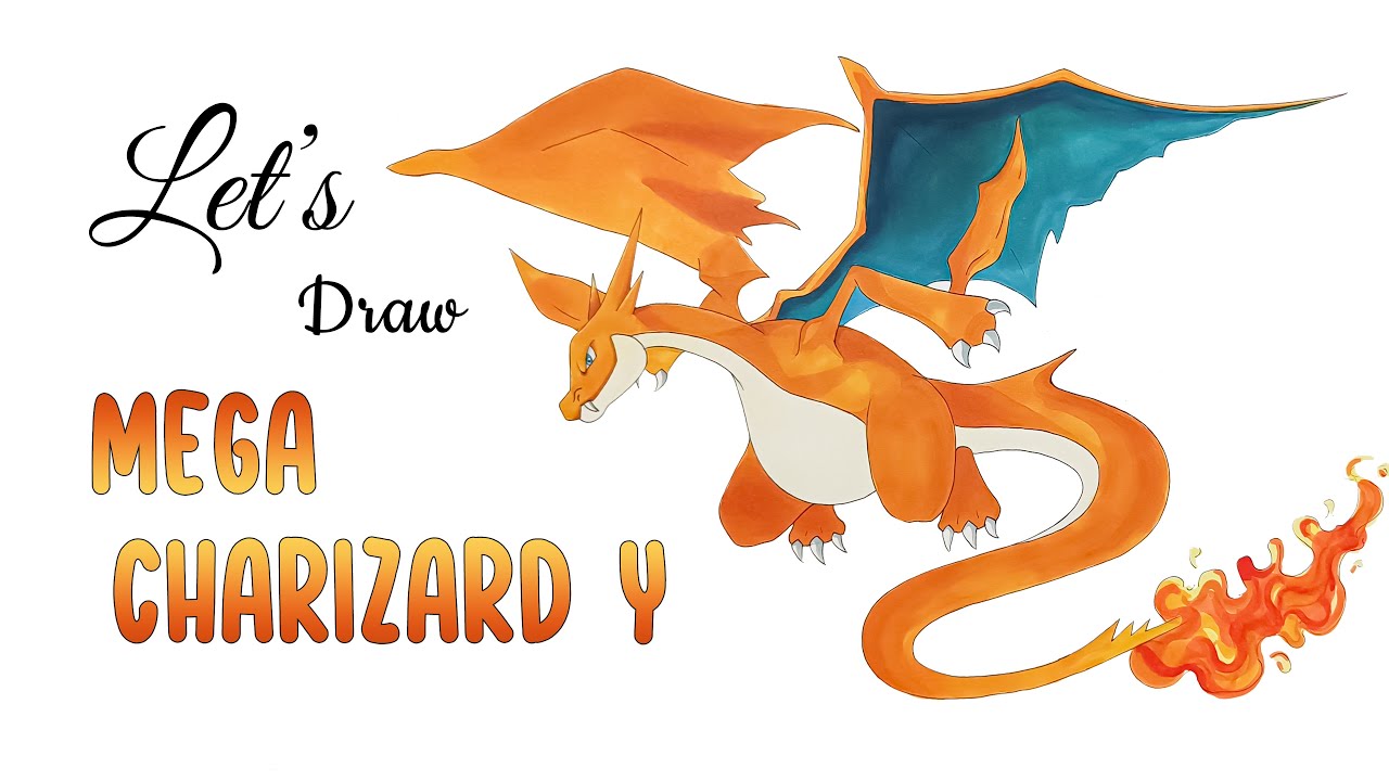 How to Draw Mega Charizard Y: Step by Step 4K Tutorial