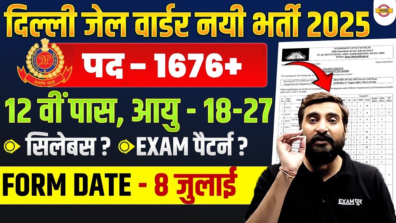 DELHI POLICE JAIL WARDER VACANCY 2025 | DELHI POLICE JAIL WARDER SYLLABUS 2025 - VIVEK SIR