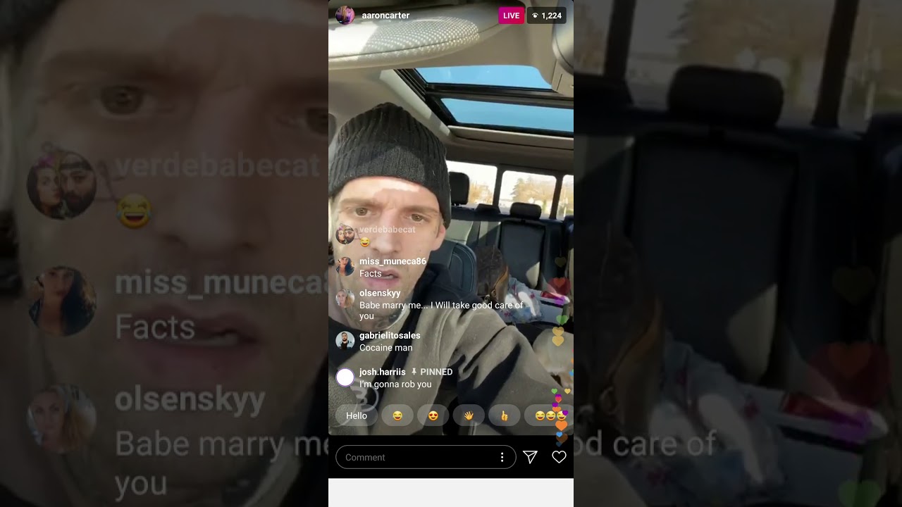 Аарон Картер проводит прямой эфир в Instagram (23 ноября 2019 г.). Аарон просит фанатов пожертвов...