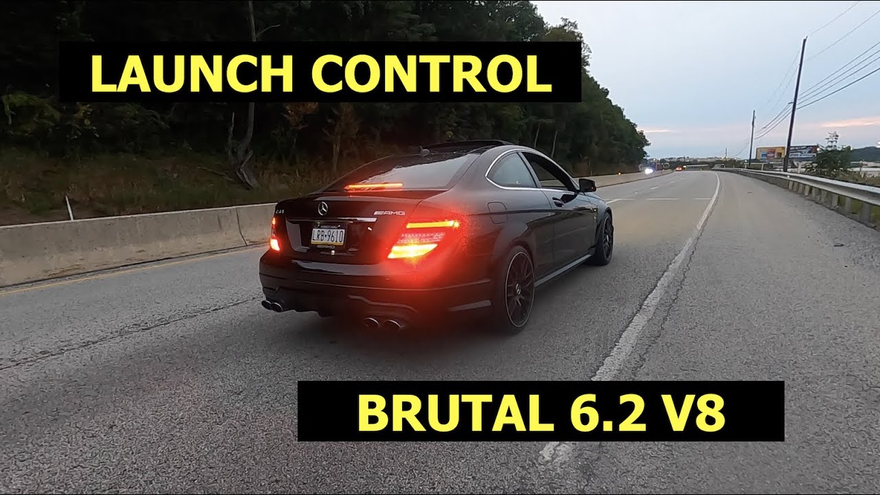 W204 C63 AMG LAUNCH CONTROL, FLY BY, REVS AMG BRUTAL 6.2 V8
