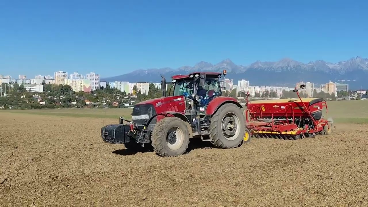 Case Puma 240 CVX Vaderstad Rapid v sejbe