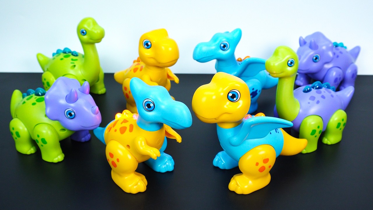 8 MAGNETIC DINOSAURS: T-REX, TRICERATOPS, BRACHIOSAURUS, PTEROSAUR -TOYS ASMR -DINO KING TOYS 260306