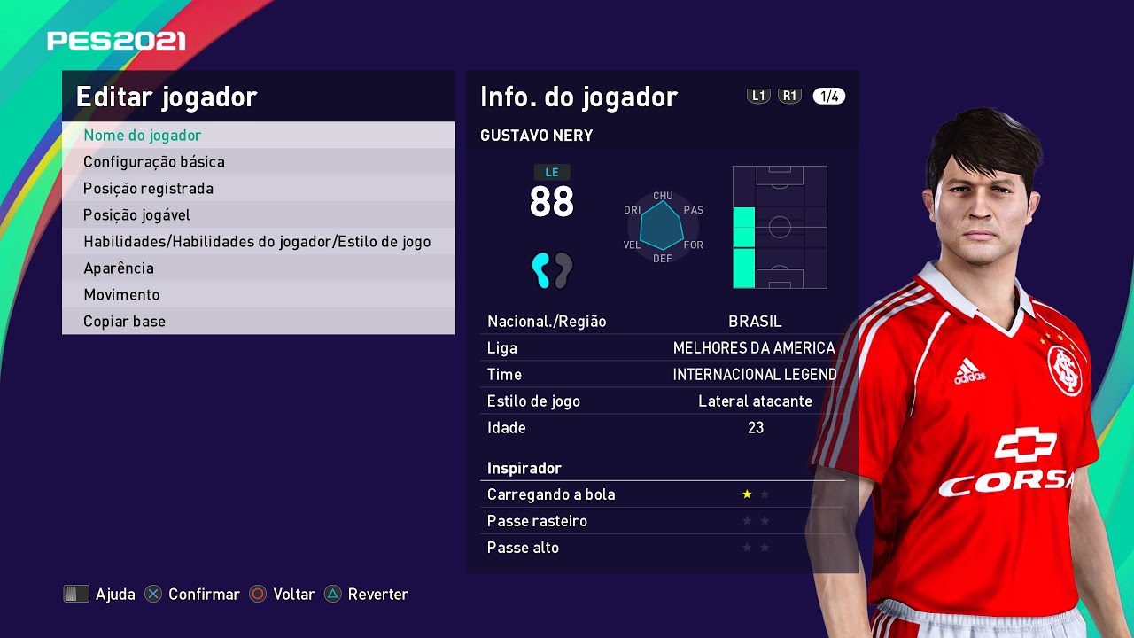 Criar Gustavo Nery Internacional Legend #game #ps5 #efootball #aovivo #pes24 #efootball #shorts