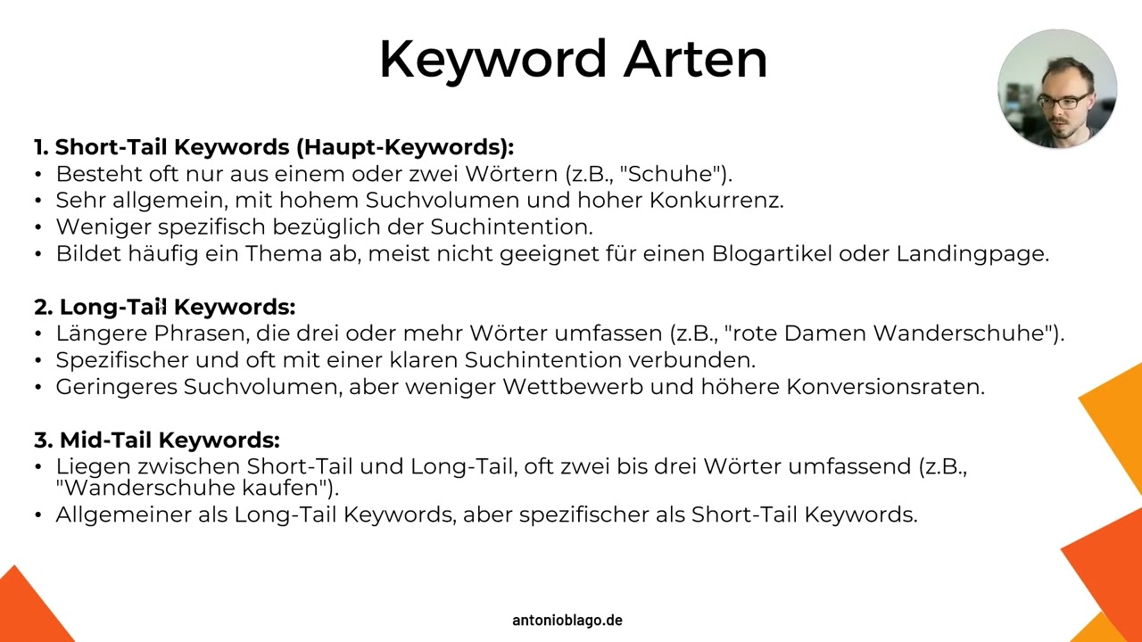 Einführung in die verschiedenen Keyword Arten