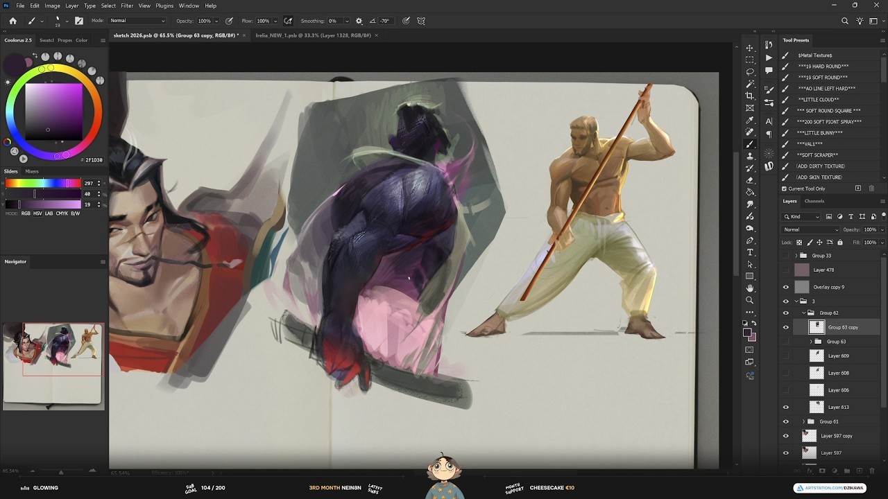 February 10, 2026 [Sketches and Irelia Splash art] Digital Painting, Photoshop