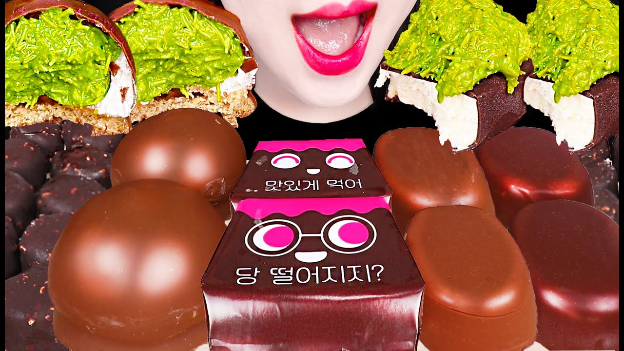 ASMR Dubai Chocolate Ice Cream Marshmallow 두바이 마쉬멜로우 초콜릿 아이스크림 먹방 Mukbang, Eating