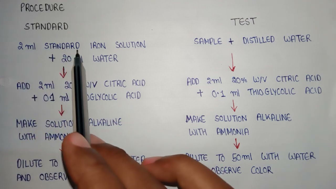 Limit test for iron | principle Reaction procedure | iron limit test | pharmaceutical inorganic chem