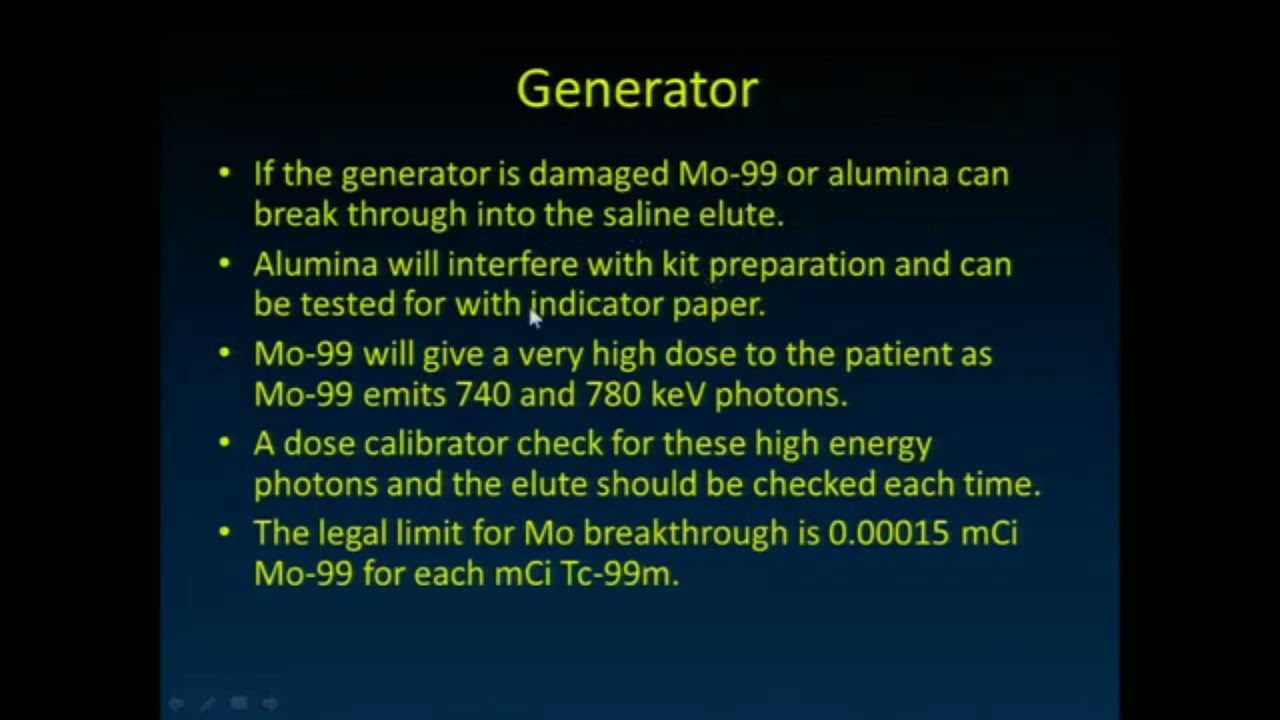 Nuclear Medicine: Generator /Gamma camera QC and QA /Dose Calibrator /Image Quality /Image artefacts