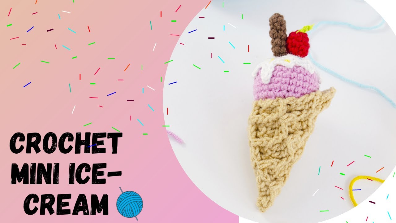 🇺🇸How To Crochet Ice-Cream/Crochet Amigurumi Ice-Cream Tutorial/Crochet Mini Ice-Cream
