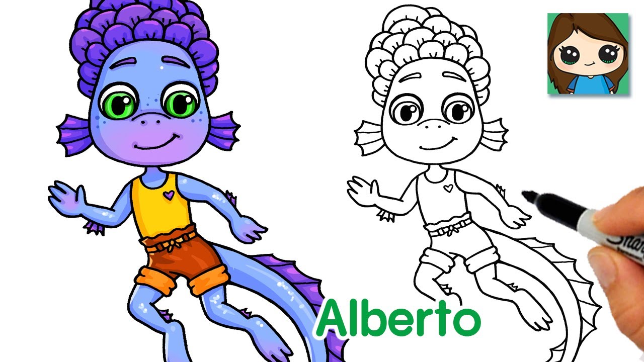 How to Draw Alberto Sea Monster 🐠 Luca Disney Pixar