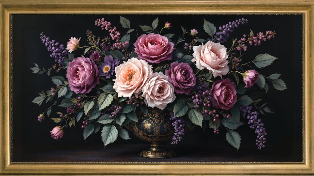 Delightful Spring Floral Art Frame TV | Stunning Purpure Blooms | Vintage Screensaver for your TV
