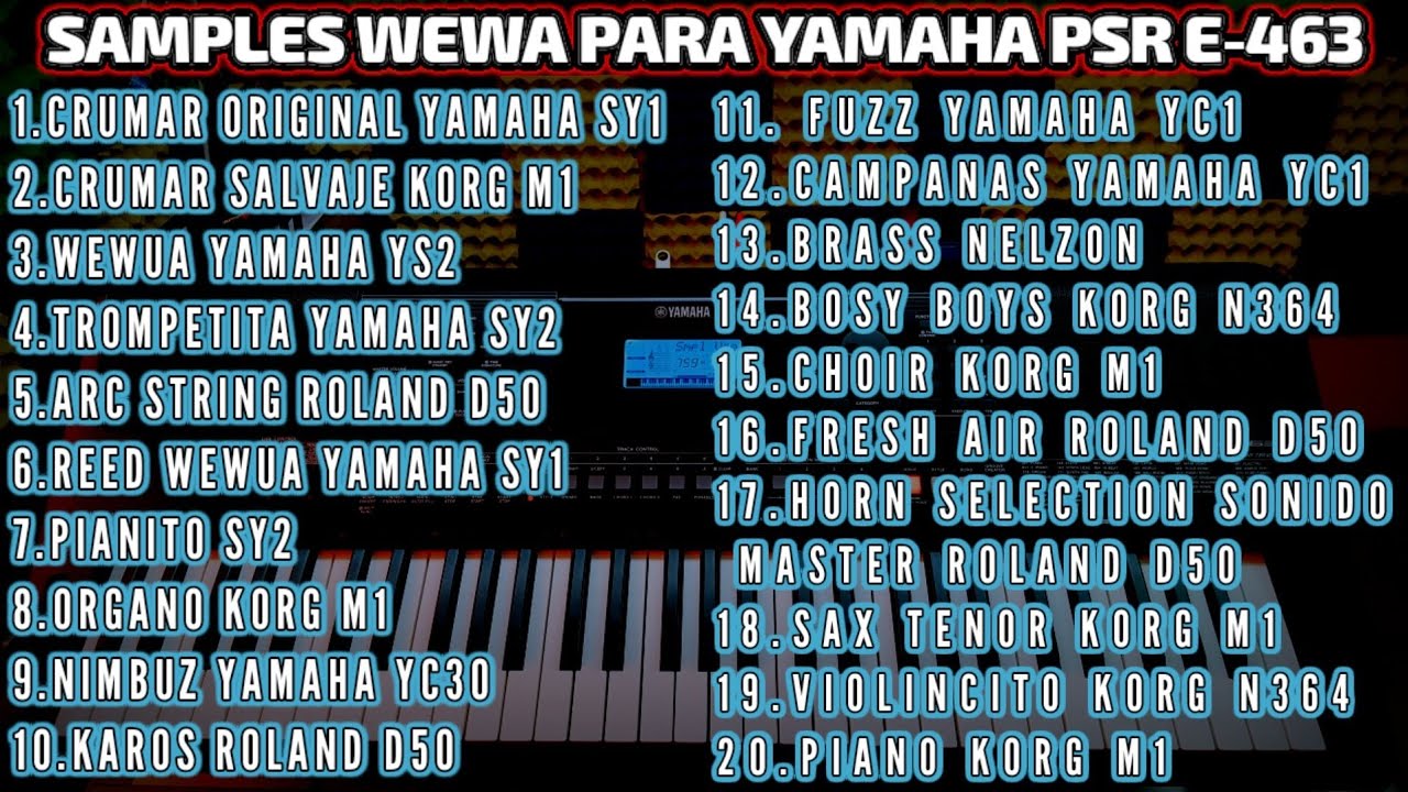 samples wewa para yamaha psr E-463/QSF/demostración de sonidos en este video inf en la descripción