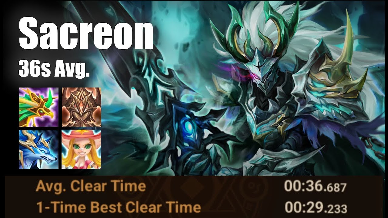 Sacreon 100% Безопасная скорость Команда 36 секунд в среднем. Замок Забытых Героев | Война Призыв...