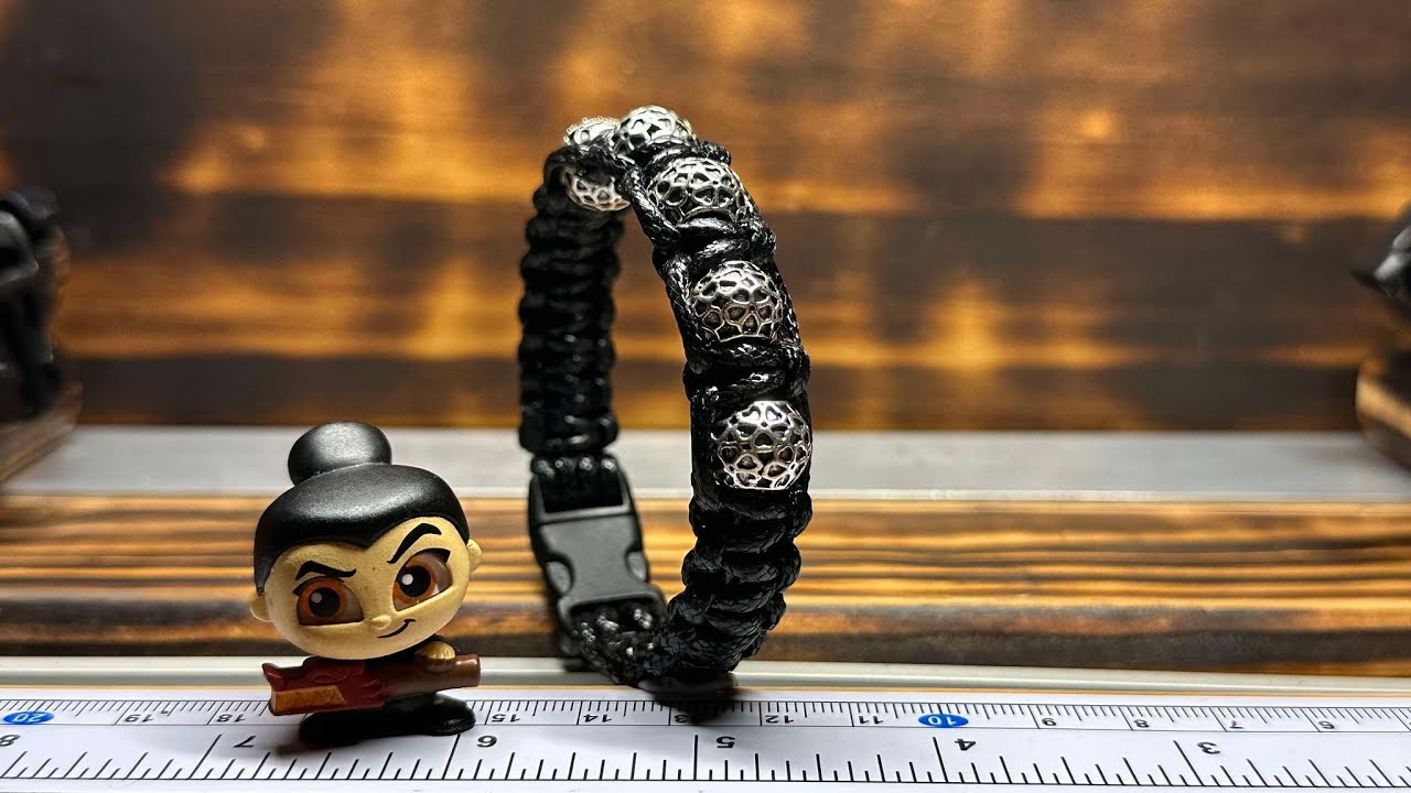 Paracord bracelet leather rope silver color beads #models #paracordbracelet #handmade #knot #diy