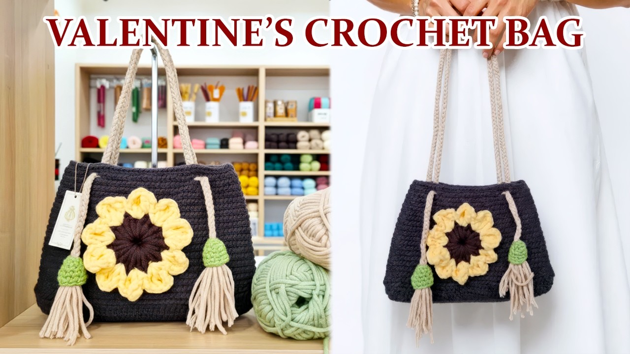 90 Year Old Grandma Crocheting - A Handmade Valentine Bag for My Granddaughter – Finished in One Day